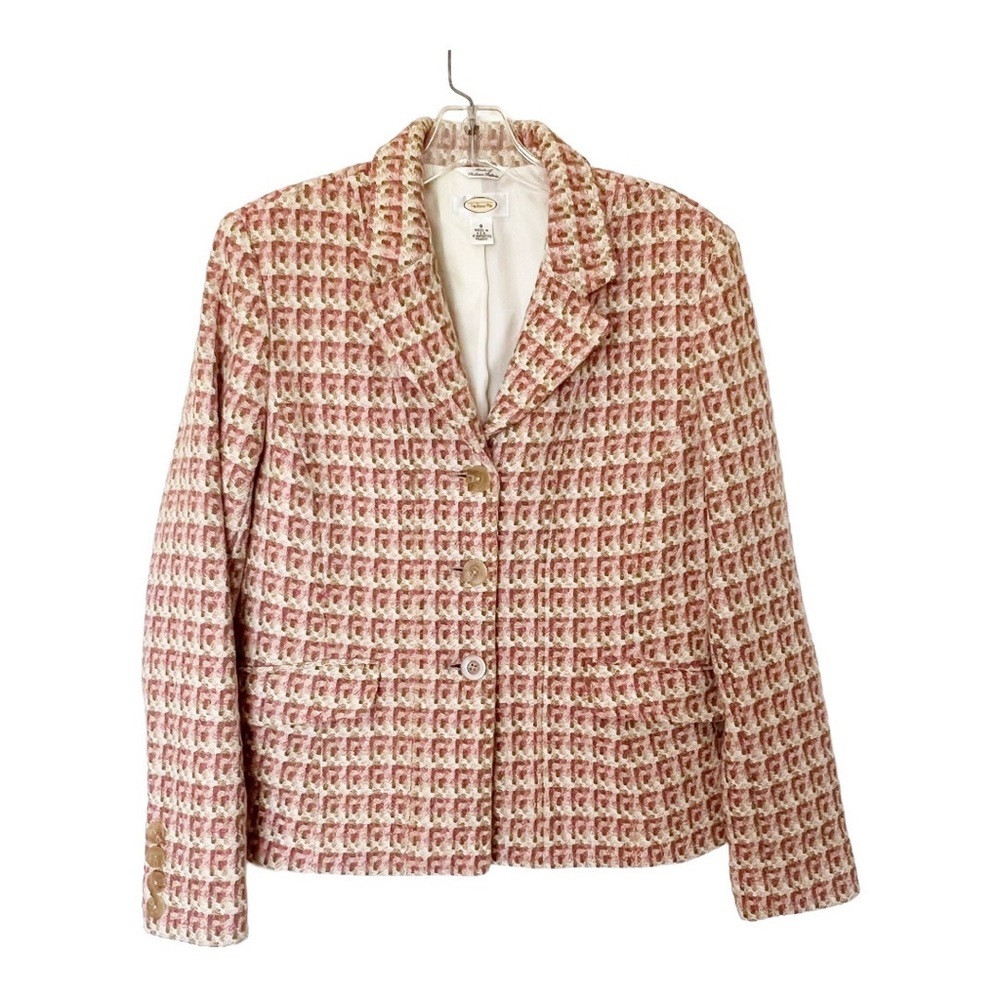 Talbots Pink and Cream Tweed Blazer